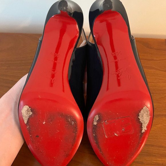 Christian Louboutin Black Patent Slingback Prive Heels Size US 6.5 - Picture 7 of 10